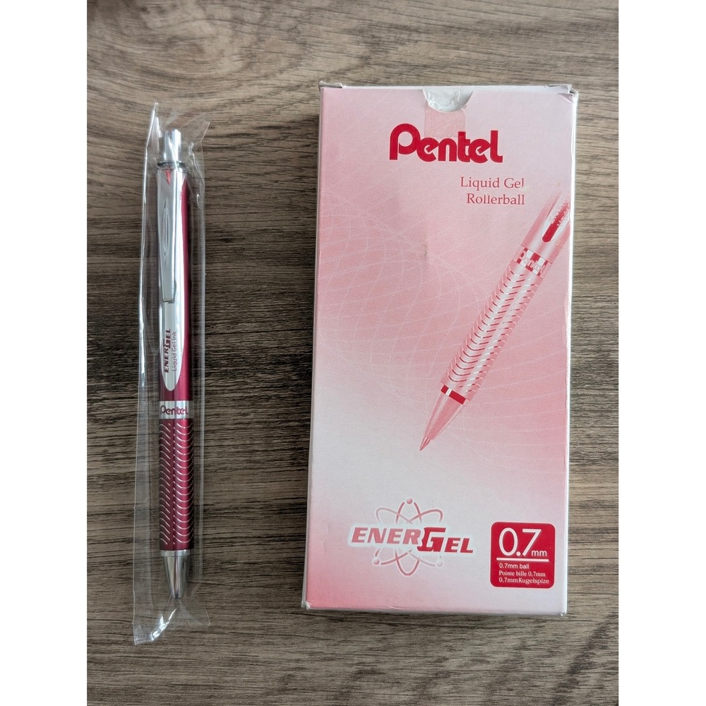 Pentel EnerGel Alloy RT Gel Pen 0.7mm Red Metal Barrel BL407B-A Pk of 12 Blk Ink